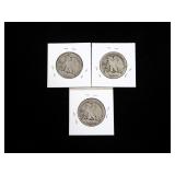 3- Walking Liberty half dollars: 1917, 1918-S,