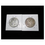 2- 1945 Walking Liberty half dollars