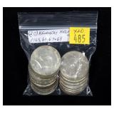 20- Kennedy half dollars, 40% silver