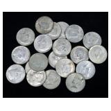 20- Kennedy half dollars, 40% silver