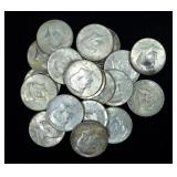 20- Kennedy half dollars, 40% silver