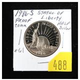1986-S Proof commemorative half dollar