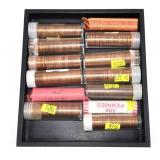 13- Rolls of Lincoln cents, full rolls and mixed