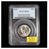 1959 Washington quarter, PCGS slab certified MS-66