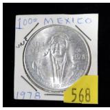 1978 Mexican 100-peso silver coin