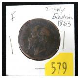 1863 Italian 10 centisimi