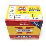 Box of 20 Ga. 2.75" No. 6 shot shells, 25 rounds Box of 20 Ga. 2.75" No. 6 shot shells, 25 rounds