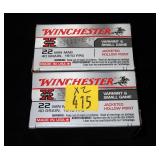 2- Boxes of .22 Magnum hollow point cartridges, 2- Boxes of .22 Magnum hollow point cartridges,