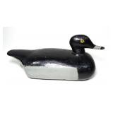 Bluebill drake wooden decoy, bottom is marked