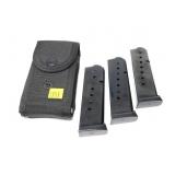 Lot, 3 1911 .45 ACP 8-round magazines with pouch