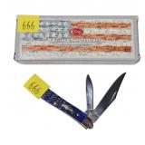 Case blue bone 2-blade folding knife,