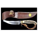 Olsen OK hunting knife with leather sheath,
