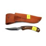 Bear MGC USA knife with leather sheath, 6 1/2"