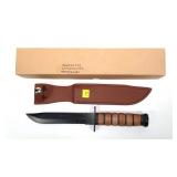 Bayonet style knife with leather sheath with box