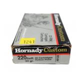 Box of .220 Swift 60-grain hollow point cartridges