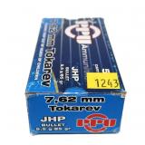 Box of 7.62mm Tokarev 85-grain JHP cartridges,