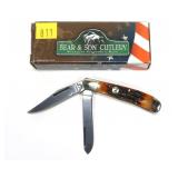 Bear & Son red stag bone 2-blade folding knife