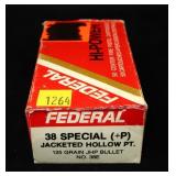 Box of .38 Special (+P) 125-grain jacketed hollow