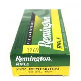 Box of .222 Remington 50-grain PSP cartridges, 20