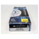 Box of .222 REM 50-grain SP cartridges, 20 Rds.