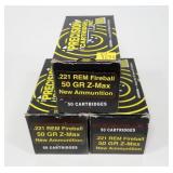 3- Boxes of .221 REM Fireball 50-grain Z-Max