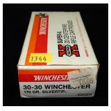 Box of .30-30 WIN 170-grain silvertip cartridges,
