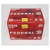 Box of 200 Rds. .223 REM 55-grain FMJ cartridges,