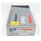 Box of .30-30 WIN 125-grain Hi-Shok hollow point
