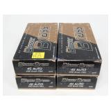 4- Boxes of .45 Auto 230-grain FMJ Blazer brass