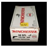 Box of .38 Spl. +P 125-grain JHP Winchester
