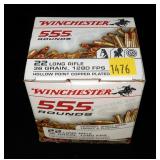 Box of 555 Rds. of .22 LR hollow point Winchester