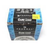 Box of 20 Ga. 2.75" No. 8 Federal game loads,