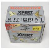 Box of 20 Ga. 2.75" No. 7 steel shotshells, 25 Rds