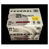 Box of 325 Rds. .22 LR Federal cartridges, 325 Rds
