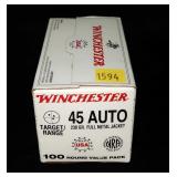 Box of .45 Auto 230-grain FMJ cartridges, 100 Rds.