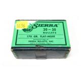Box of Sierra .30-30 170-grain flat nose bullets,