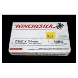 Box of 7.62x51mm 149-grain M80 FMJ Winchester