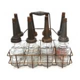 Lot of 8 "The Kalamazoo" Glass Oil Bottles, with