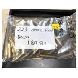 Bag of .223 once fired brass, marked 180 pcs.