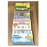 Lot, 4 boxes assorted 16 Ga. #6 and 4, full boxes
