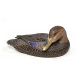 Howard Hall Preening Black Duck Wooden Decoy,