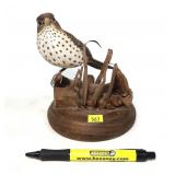 Carved Wood Trush, signed Bob Gittens, 1982