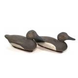 Lot: 2 Vintage Black and White wooden Duck Decoys
