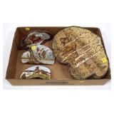 Lot: Hand painted/Carved tree conk Mushroom Art,