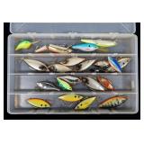 Lot, 21 assorted lures in Plano tackle case