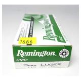Box of 9mm Luger 115-grain MC cartridges,