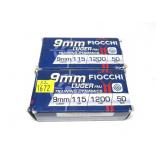 2- Boxes of 9mm Luger 115-grain FMJ cartridges,
