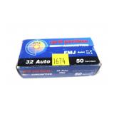 Box of .32 Automatic 71-grain FMJ cartridges,