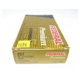 Box of .257 Weatherby Mag. 115-grain Nosler