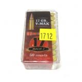 Case of .17 Mach 2 hornady V-Max cartridges,